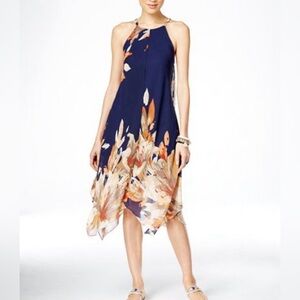 Inc Handkerchief  Navy Floral Dress size 12‎